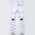 Streetwear Men's Ripped Jeans Elasticity Mid Waist Jeans Straight Pants